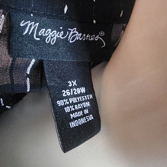 Maggie Barnes Shirt Top Womens Plus Size 3X Black White Dotted Button Down Sheer - Picture 5 of 6